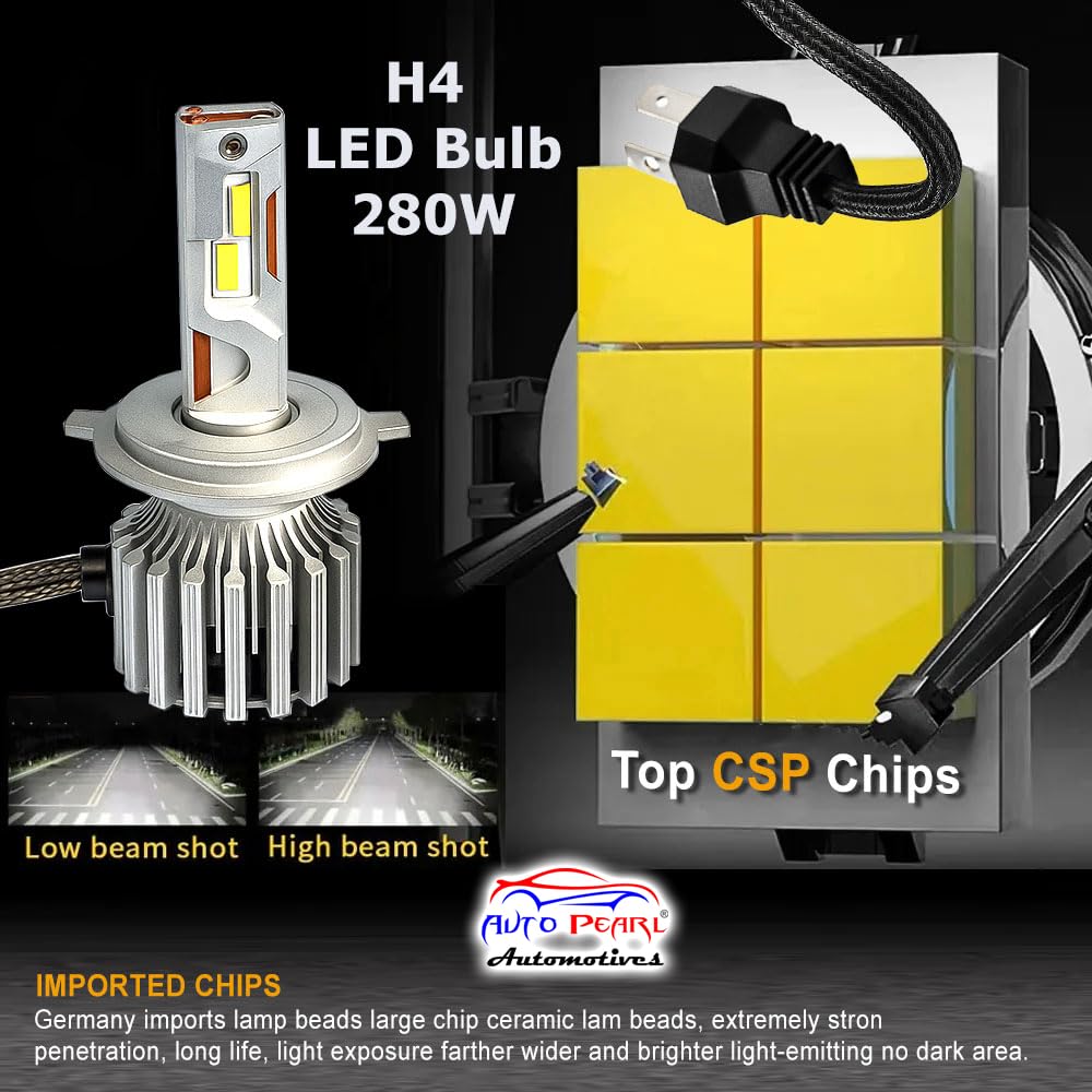 Auto Pearl H4 280W LED Headlight with Better Dissipation Turbo Fan