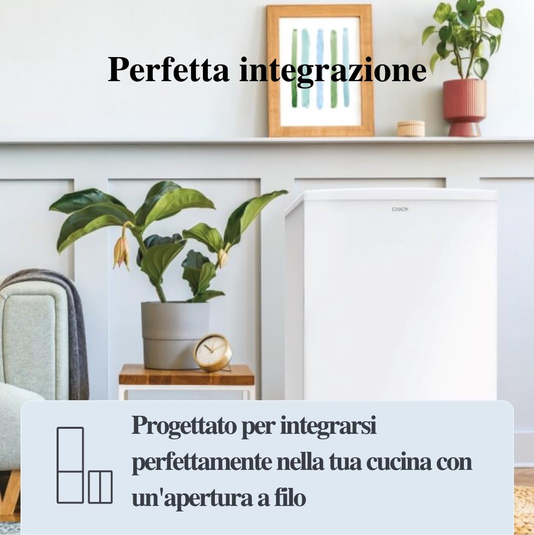CANDY Comfort Frigorifero Sottotavolo 106 Litri (91 Frigo + 15 Freezer), Statico, Compatto, Porta Reversibile, Classe E, 84 x 50 x 57 cm (AxLxP), Libera Installazione, Bianco, COT1S45EWH