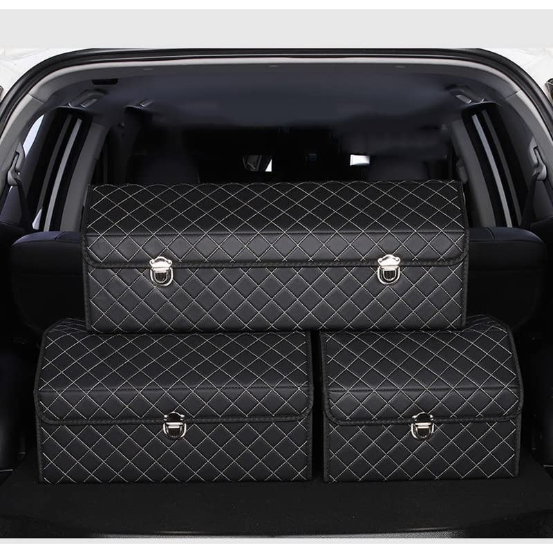 Organisateur Coffre Voiture Pour Audi Q3 2011-2018 - Cuir Imperméable, 33x32x30 Cm, Séparateurs Amovibles - 4