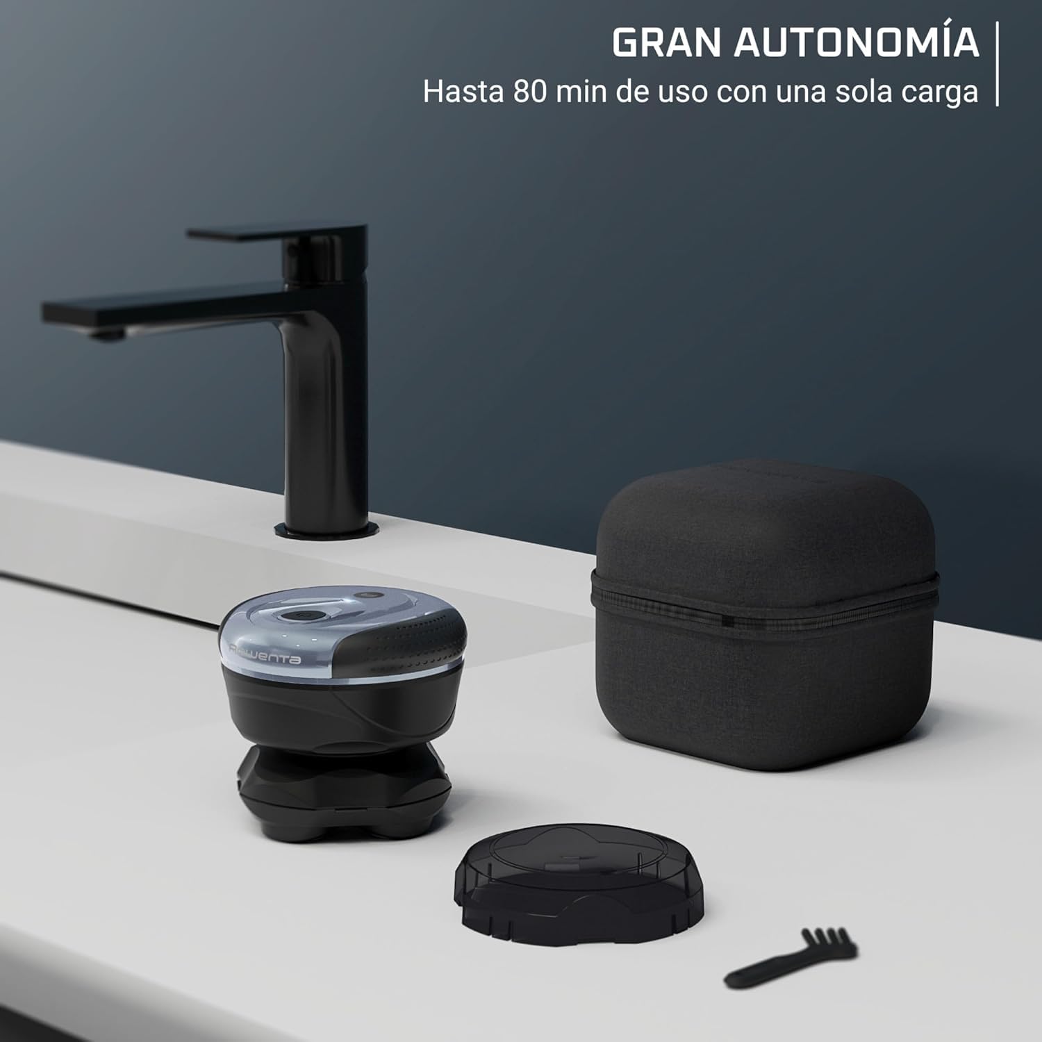 Rowenta Barber Experience, Afeitadora de Cabeza, 5 cabezales con cuchillas de recubrimiento de titanio, apura hasta 0,1 mm, autonomía de 80 min, resistente al agua, neceser de viaje, TN3110E0