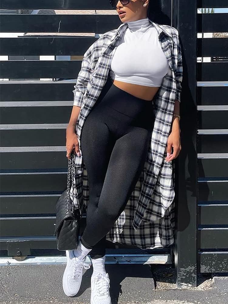 LCNBA Women's Long Sleeve Crop Top Turtleneck Sexy Basic Cropped Tops Shirt - Image 3