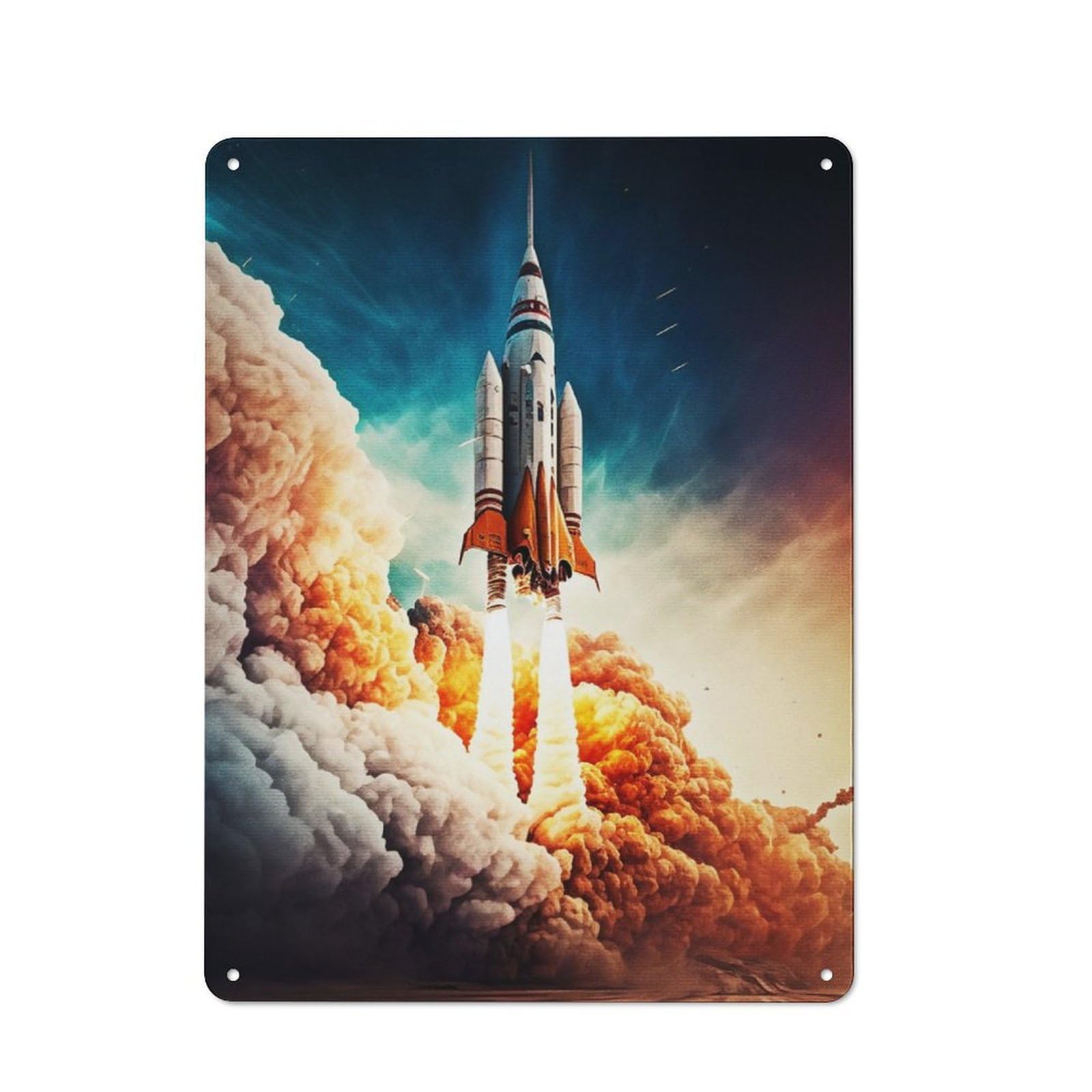 Junmoney Rocket Launch Future Tin Sign 40X30cm With For Café Or Home Bar, Rustic Decor, For Vintage Wall Decor Fans, For Metal Sign Collectors