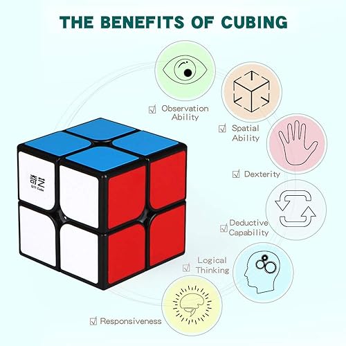 Miniatura 5 de Qiyi Qidi Speed Cube 2 x 2 - Adhesivo suave de luz brillante (colores clásicos) - Juguetes de rompecabezas de 2 x 2 x 2, el juguete más educativo