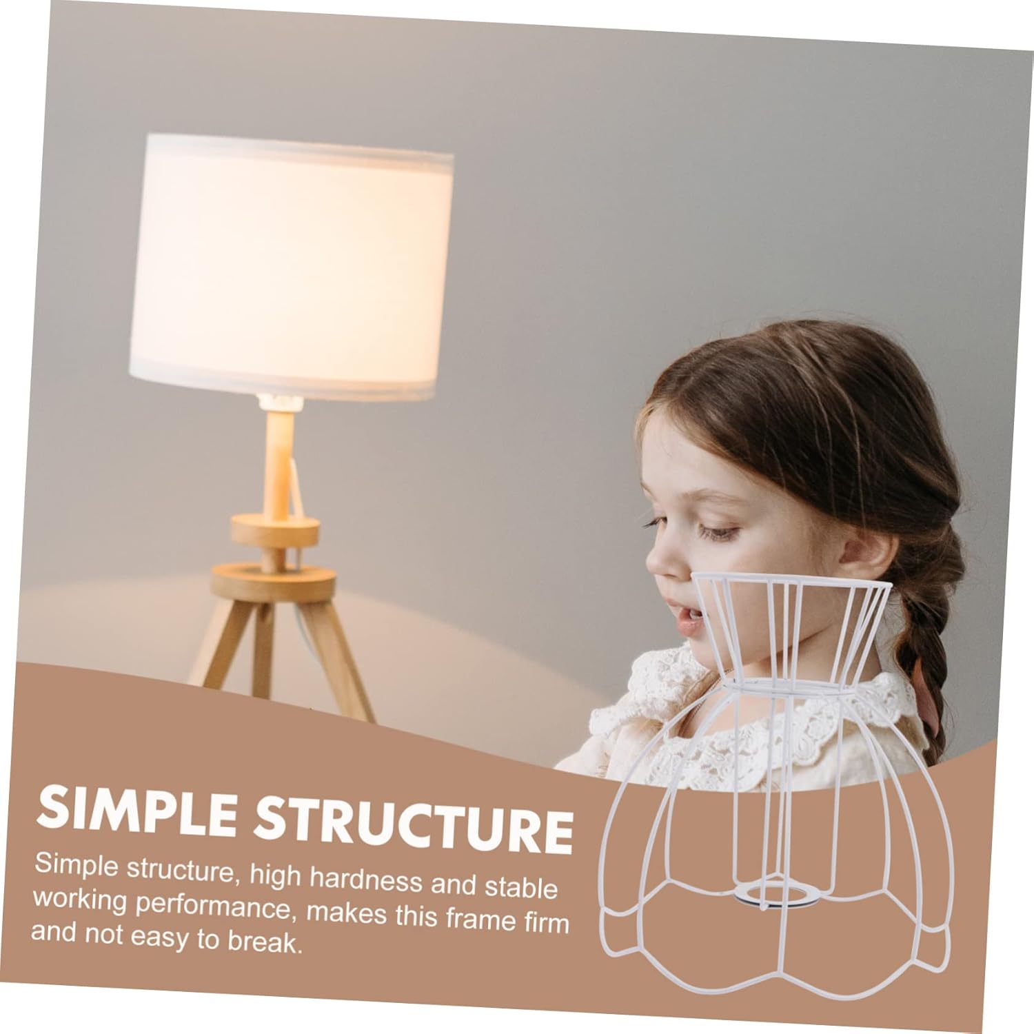 E27 Iron Lampshade Frame for DIY Chandelier Table Lamp Shade Holder Handwoven Design Suitable for Home Decor Easy Installation 1 Pack