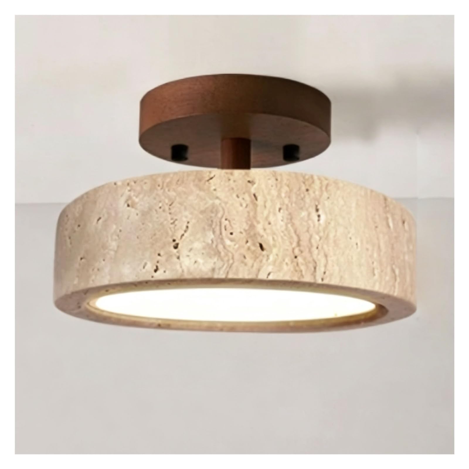 LUOYAOB Natural Stone Ceiling Light Wood Flush Mount Fixture