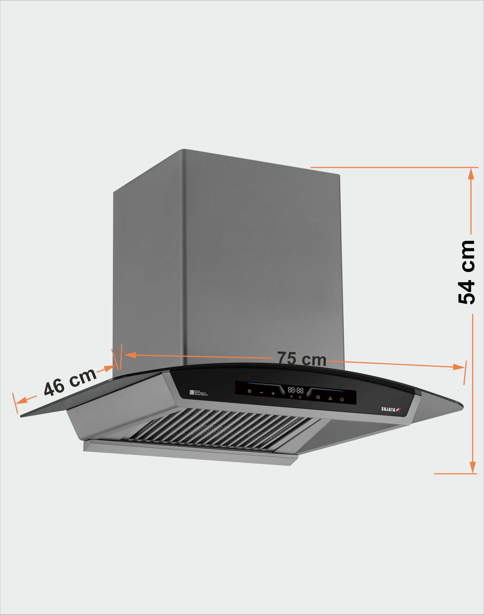 Sujata Quartz 75cm Auto Clean Kitchen Chimney | 15 Years BLDC