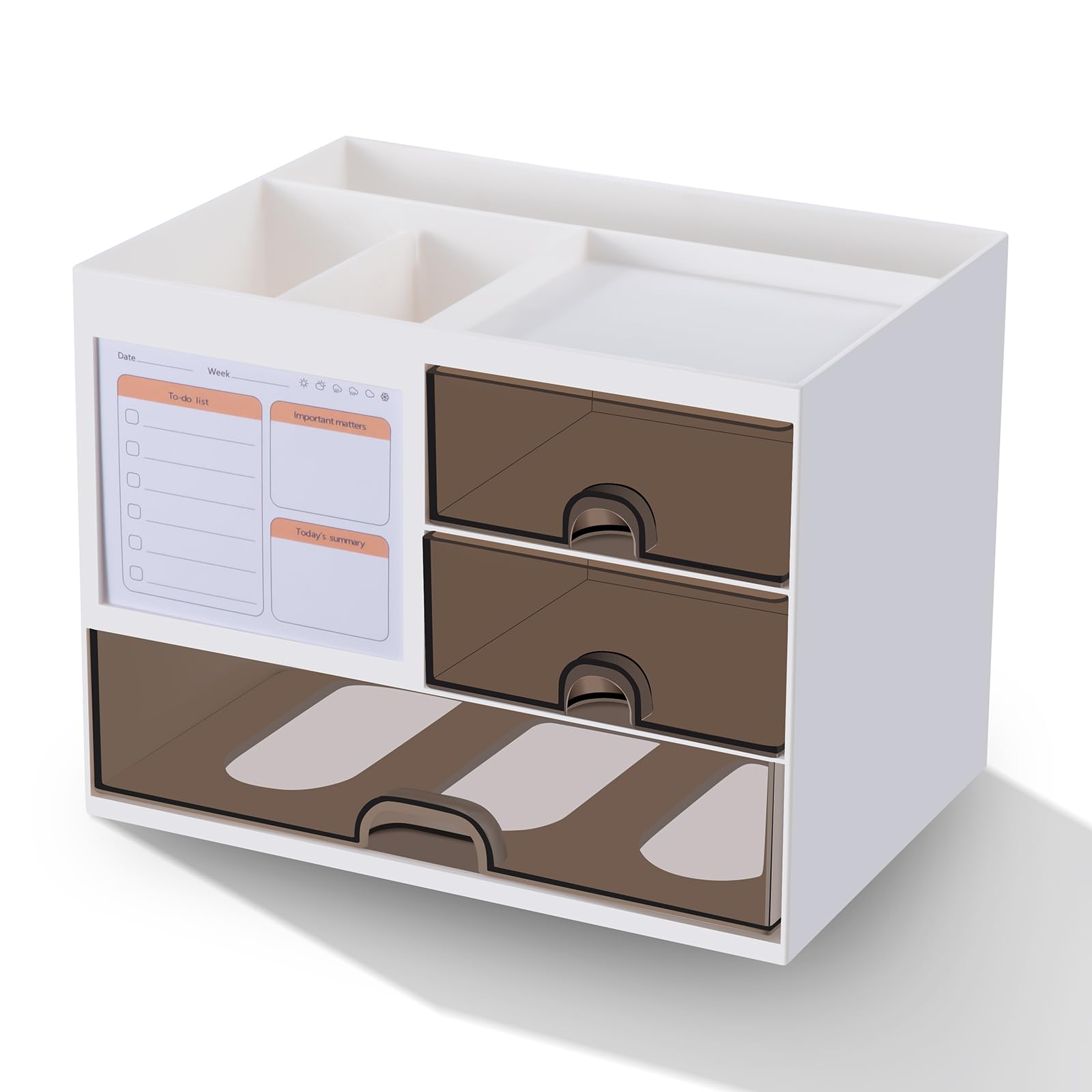 ZLLkeji Organizador de Escritorio con Cajones Portalapices Escritorio Infantil con Lista de Tareas Organizador de Cajones a Prueba de Polvo para Maquillaje, Joyas, Bolígrafos, Papelería