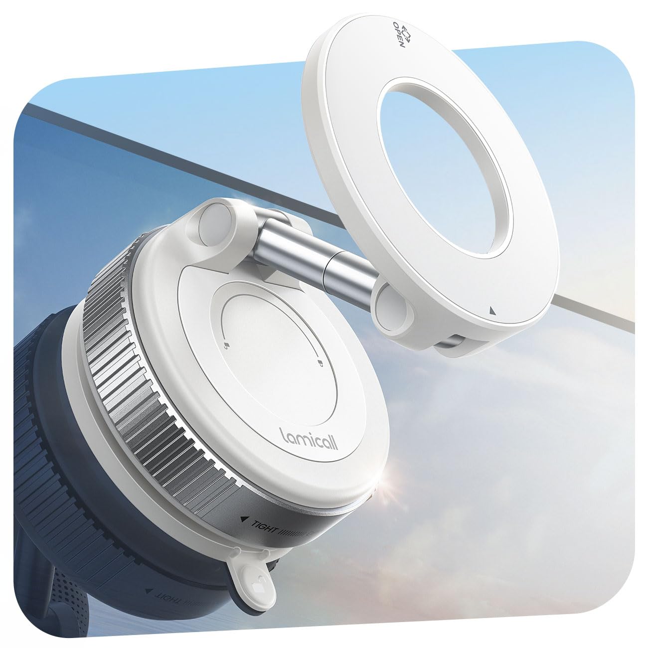 Lamicall Car Phone Holder Mount - 70 LBS Strongest Suction for Magsafe Car Mount 360 Adjustable Magnetic Phone