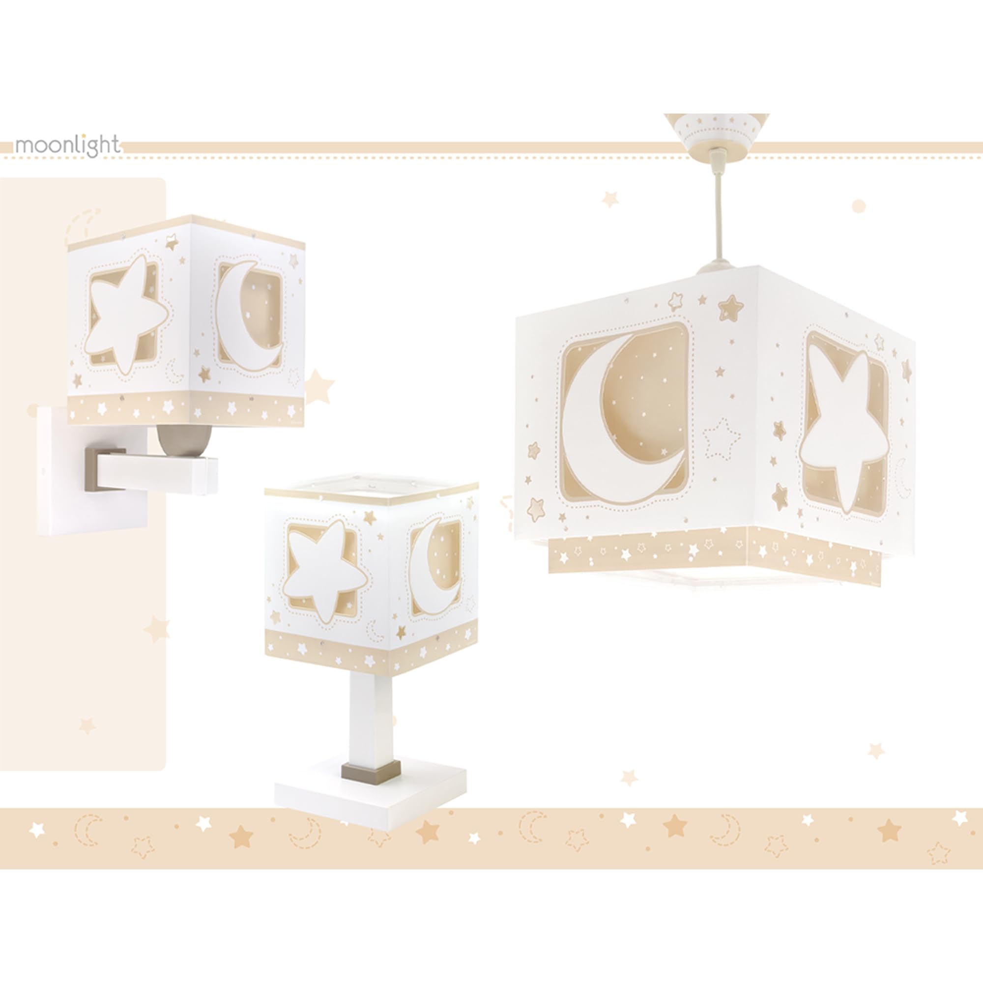 Dalber Lámpara de techo colgante infantil Luna y Estrellas Moonlight 63232B Color Beige, lámparas infantiles -