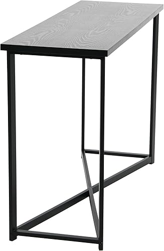 Miniatura 5 de Household Essentials Jamestown - Mesa de sofá de madera de roble negro y metal negro