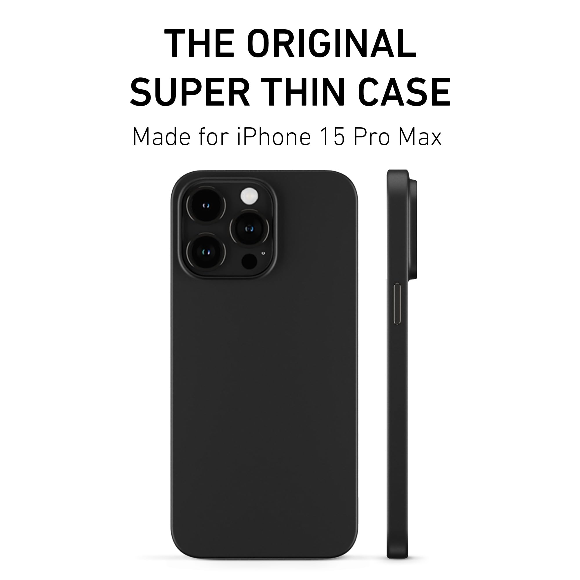 PEEL Original Super Thin Case Compatible with iPhone 15 Pro Max (Blackout) - Ultra Slim, Sleek Minimalist Design, Branding Free - Protects & Showcases your Device