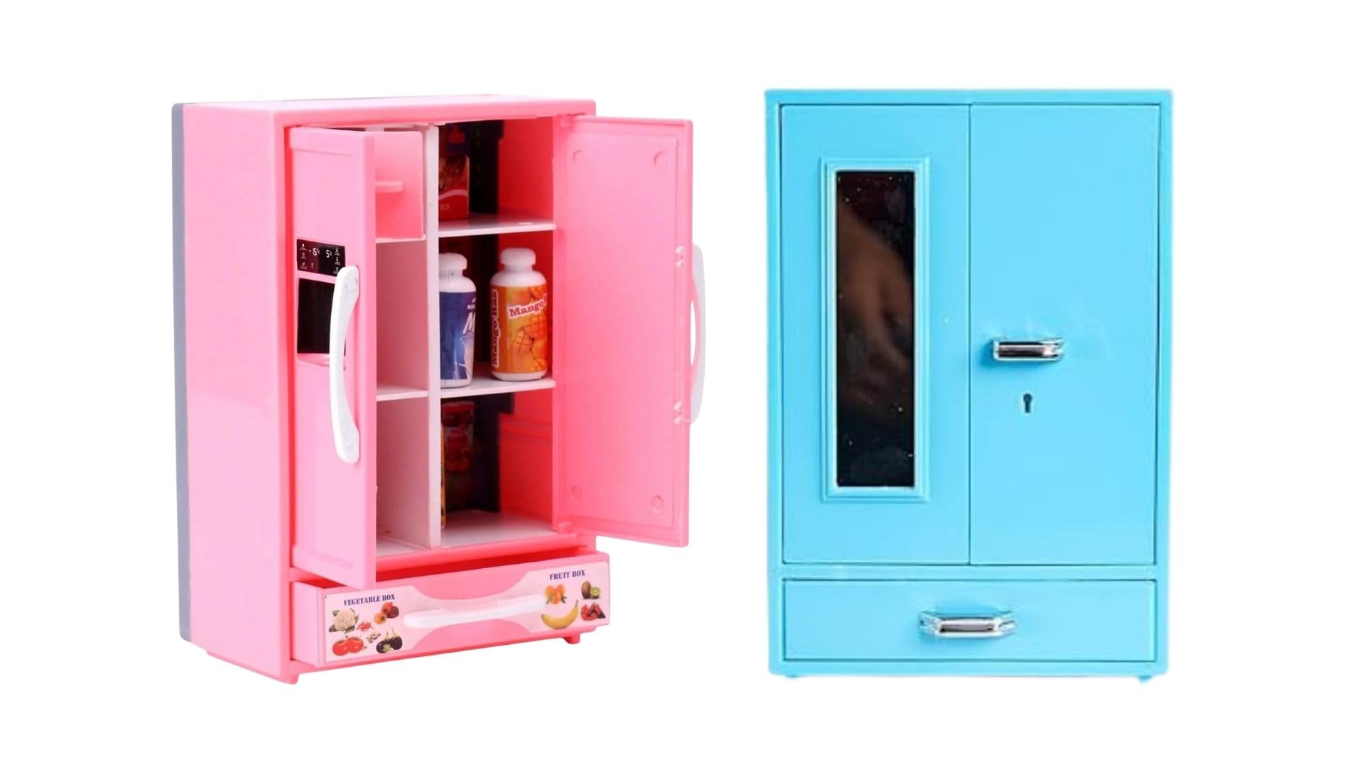 BKDT Marketing Storewell Almira Toy & Refrigerator/Fridge Kitchenware Miniature Role Play Combo Set, Toys for Kids Rendom Colour/Cupboard 4