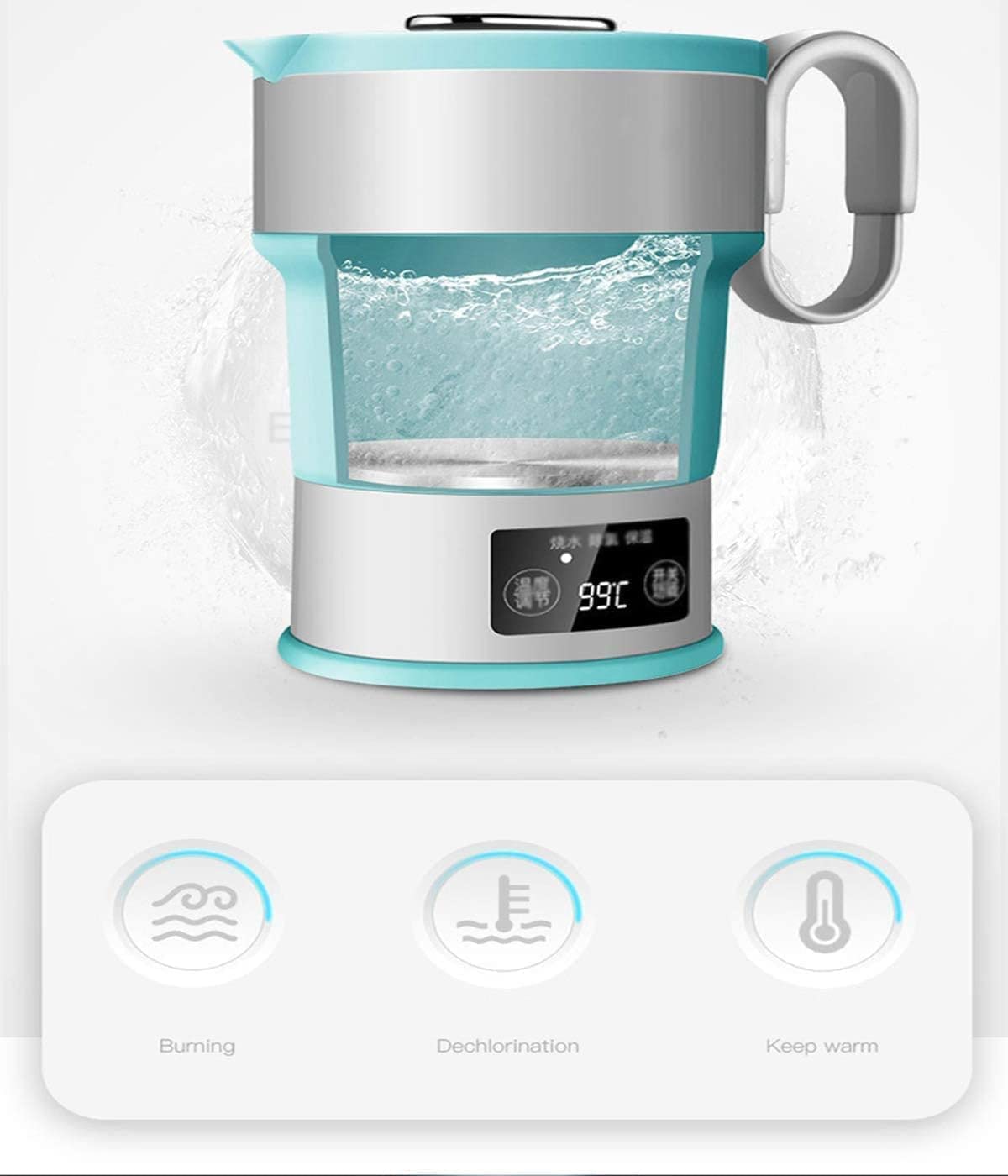 hervidor eléctrico, Control de pantalla táctil for viajes, 600 ml, apagado automático