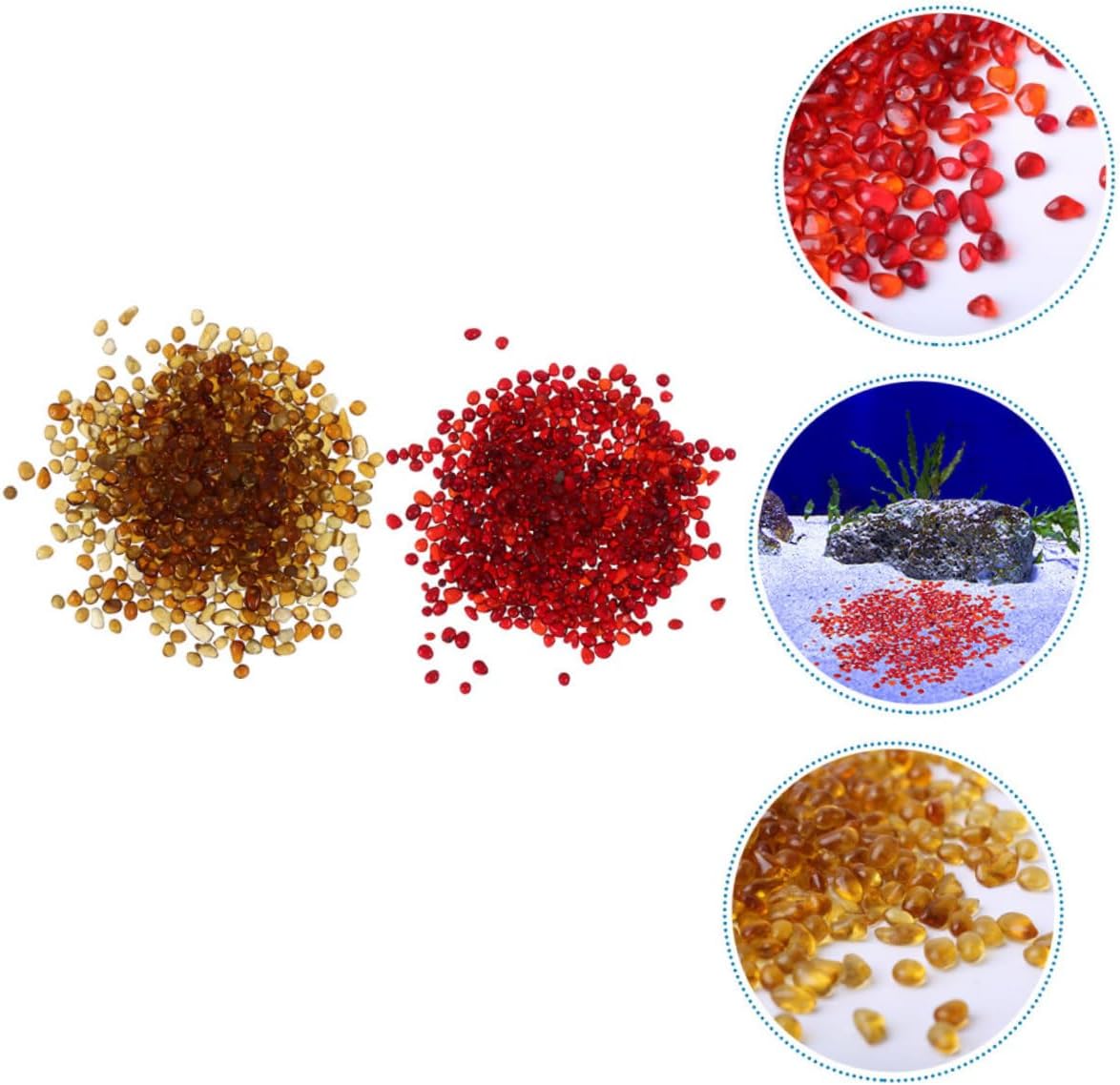 SUPVOX Colored Aquarium Gravel 500g (250g China Red + 250g Amber) Natural Polished Pebbles Fish Tank Substrate Landscaping Stones for Indoor Plants Terrarium Decor