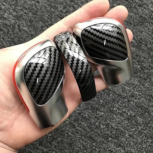 For Carbon Fiber Texture DSG Shift Knob Gear Side Cover Emblem For VW for Golf 6 for golf 7 R GTI Passat B7 B8 CC R20 Jetta MK6 GLI(Blue Side DSG)