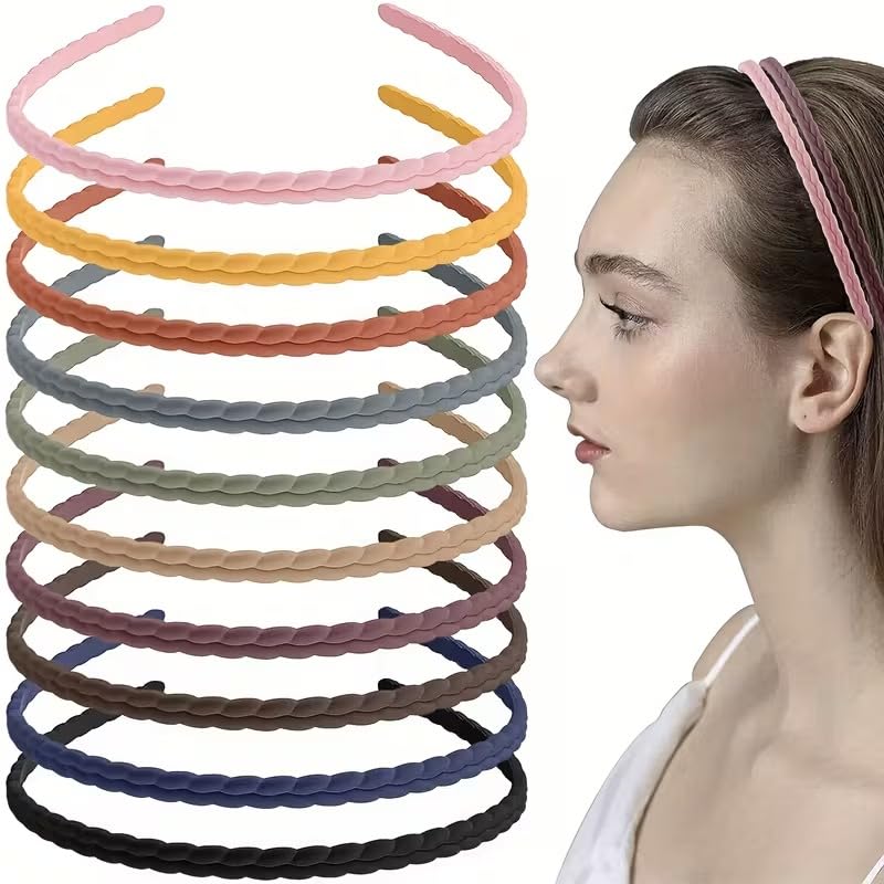 6 Pcs Ultra Thin Plastic Headbands with Teeth for Women & Girls (Multicolor) | Wheat Ear Design Non-Slip Hair Hoops | Candy Color Skinny Hair Bands for Face Wash, School & Casual Use-image-8