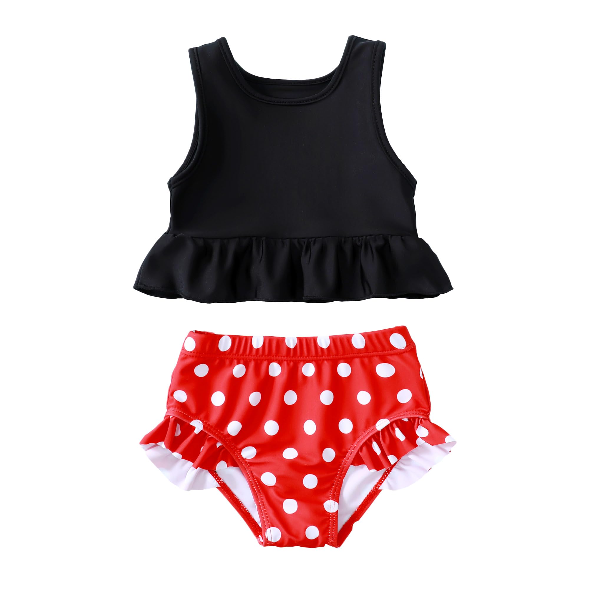 Baby Swimsuit Girl Two Piece Bathing Suit Toddler Girls Summer Beach Ruffle Tankini Swimwear 1-7Y