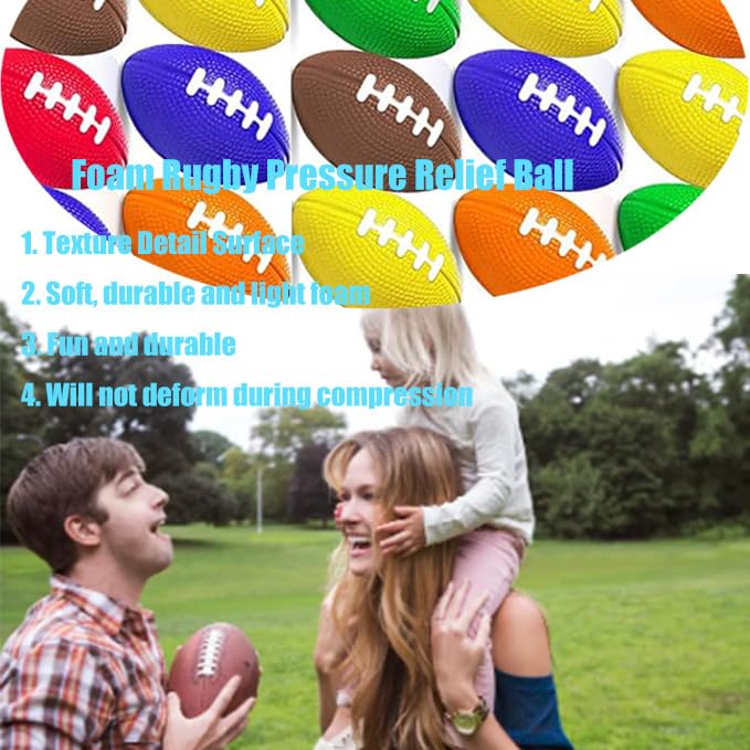 48 Pièces Mini Ballon de Football américain en Mousse 5.5cm Balles Anti-Stress Rugby 6 Couleurs