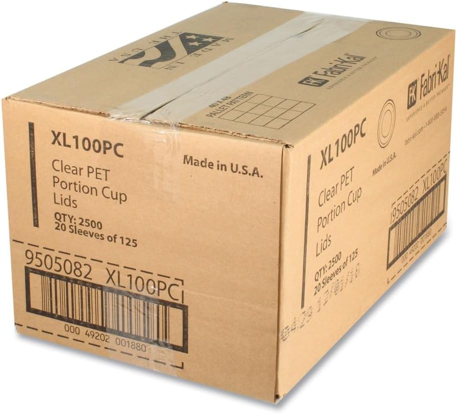 Fabri-Kal XL100PC Portion Cup Lids Fit 0.75-1 oz Portion Cups Clear 2500/Carton