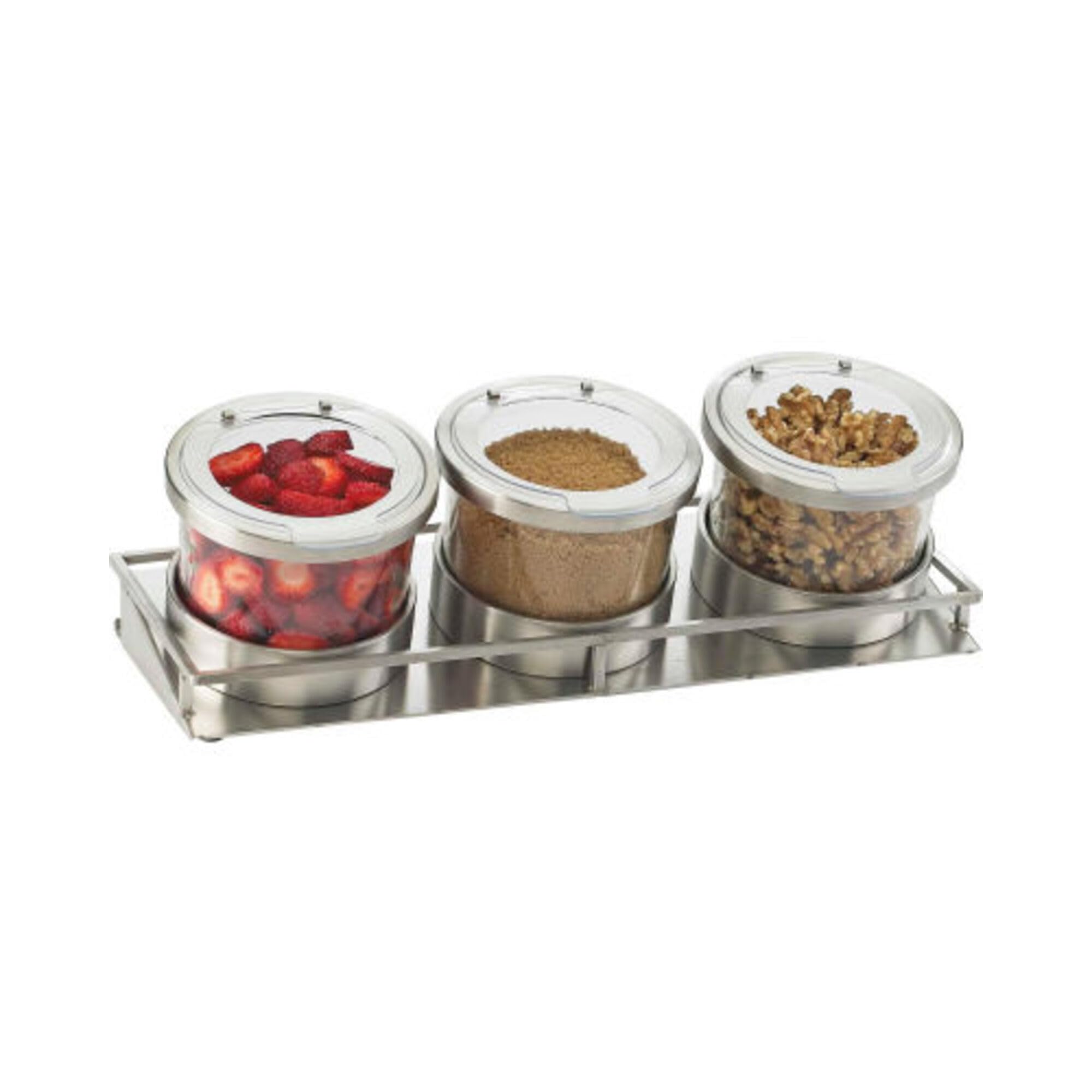 Cal-Mil 1850-4-55HL Cold Condiment Display with Hinged Stainless Steel Lid, 1.75