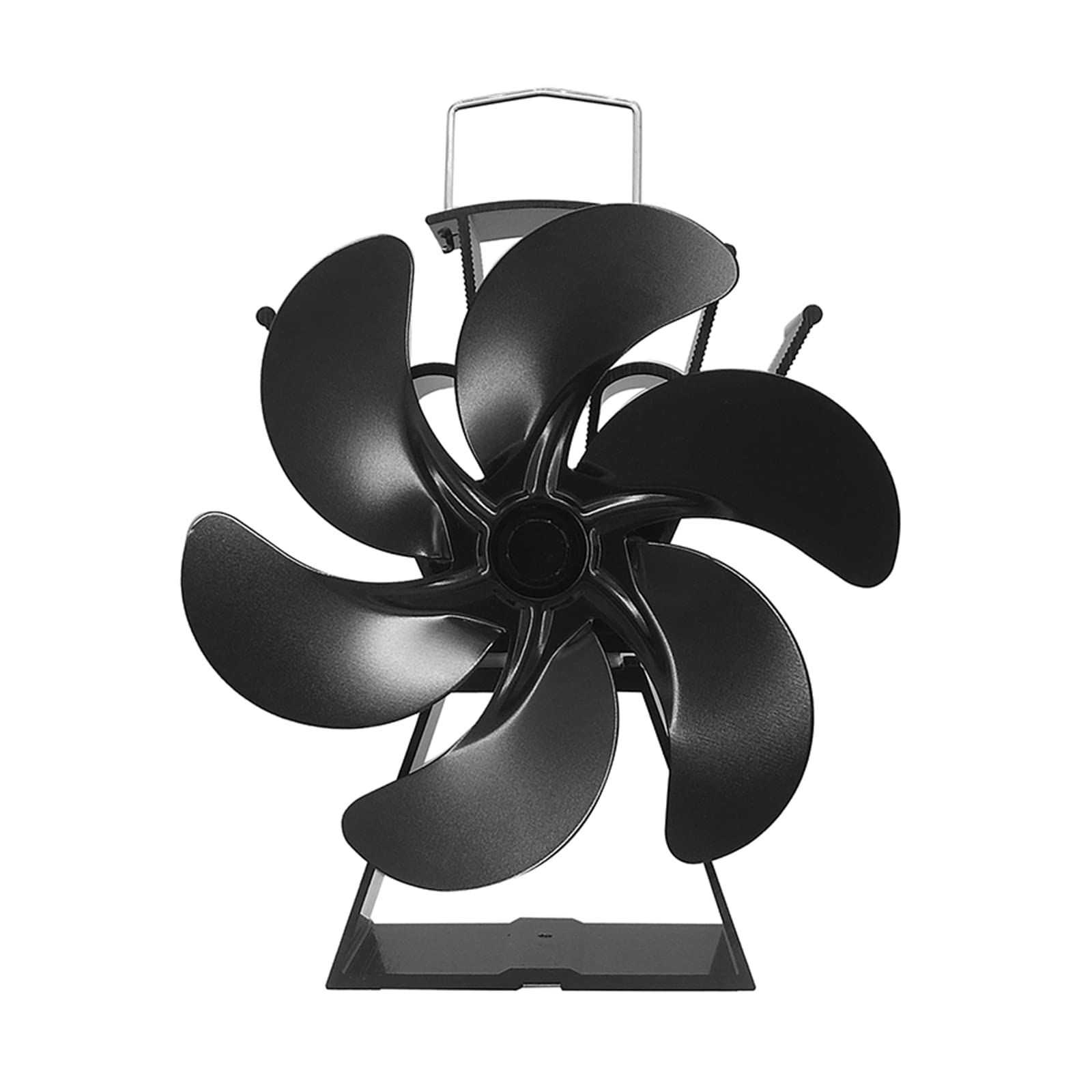 Buxuaaaa Black 6 Stove Fan Aluminum Alloy Silent Efficient Heat Distribution Fan Log Wood Heating Heat Operated Blower