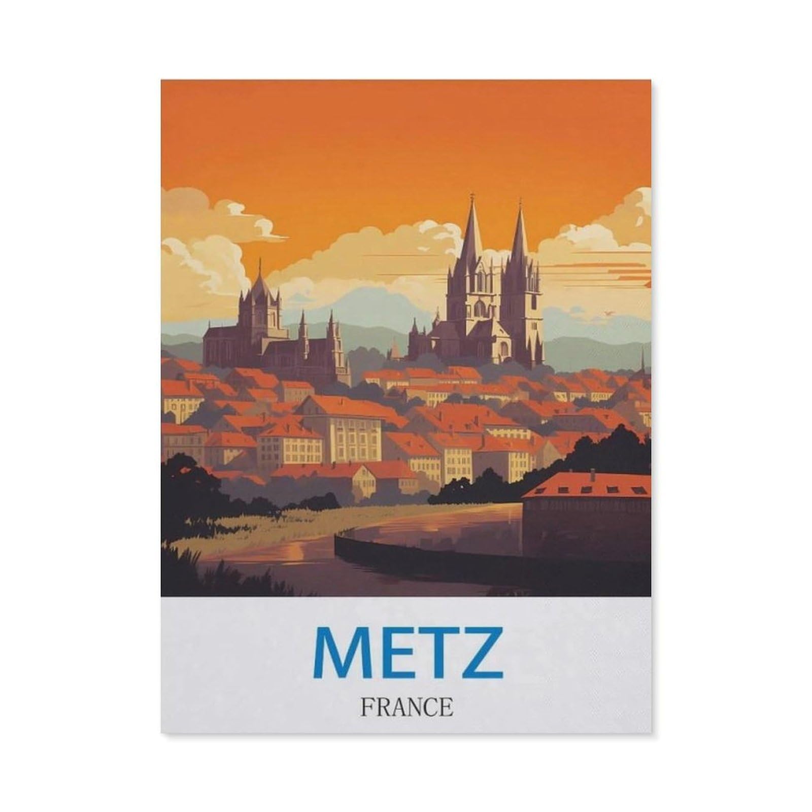 BEAYODKP 5D DIY Full Round Drill Diamond Painting，Metz France（30x40cm）
