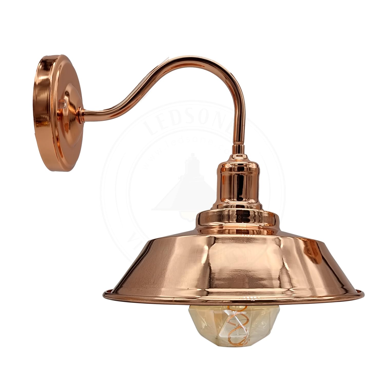 LEDSone Vintage Industrial Rose Gold Retro Wall Light Sturdy Metal Lamp Shade Lights Classic Style Electroplated Finish E27 lamp Base Home Office (with Bulb, Wide)