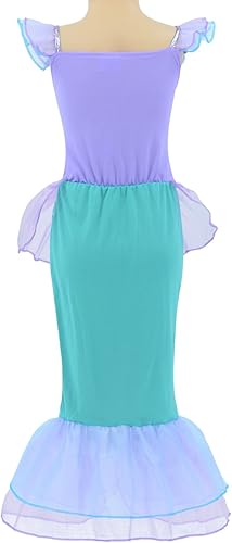 Miniatura 4 de Little Girls Mermaid Princess Costume Dress for Girls Dress Up Party with Crown Mace 4-12 Years