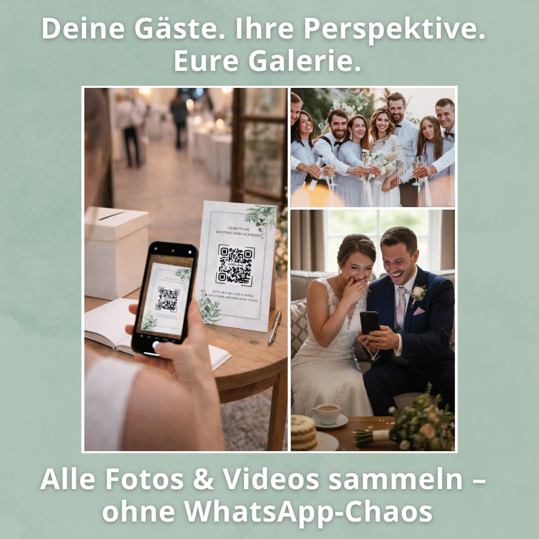 Jubilo Hochzeitsfotos QR Code mit 25 Tischkarten | Fotogalerie | Hochzeitsbilder sammeln mit Gästen | Hochzeitsspiele und Fotoaufgaben | Fotospiele Für unvergessliche Hochzeit Erinnerungen