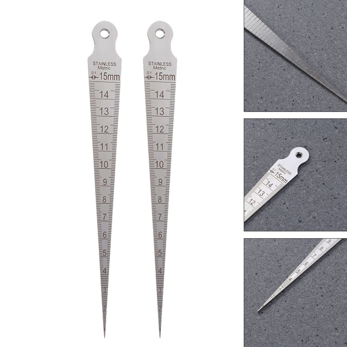 2pcs Stainless Steel Taper Welding Gauge Metric Welding Inspection Tool Dual-Sided Styles for Accurate Measurement