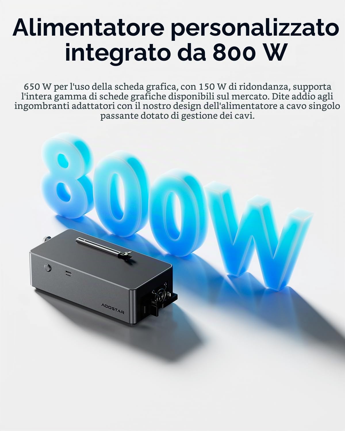 AOOSTAR AG01 Dock eGPU con OCuLink, Dock per schede grafiche esterne, Alimentatore 800W integrato, per schede grafiche fino a 500W, Compatibile con laptop e Mini-PC con OCuLink