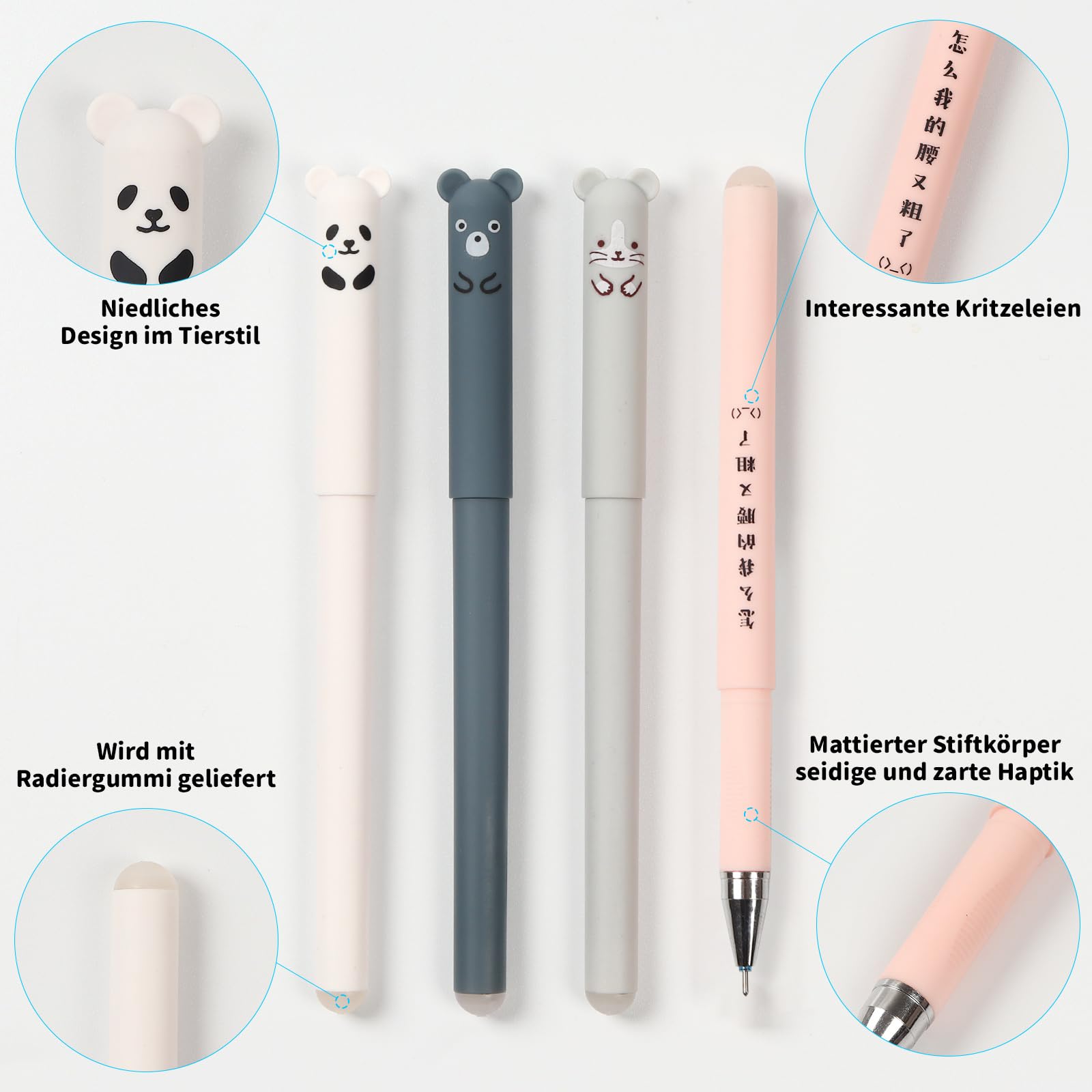 WUFANC Set di Penne Cancellabili per Scuola Elementare - 12 Penne a Sfera Cancellabili + 24 Ricarica Penna Cancellabile - Penna Cancellabile da 0,5 mm, Cose per La Scuola