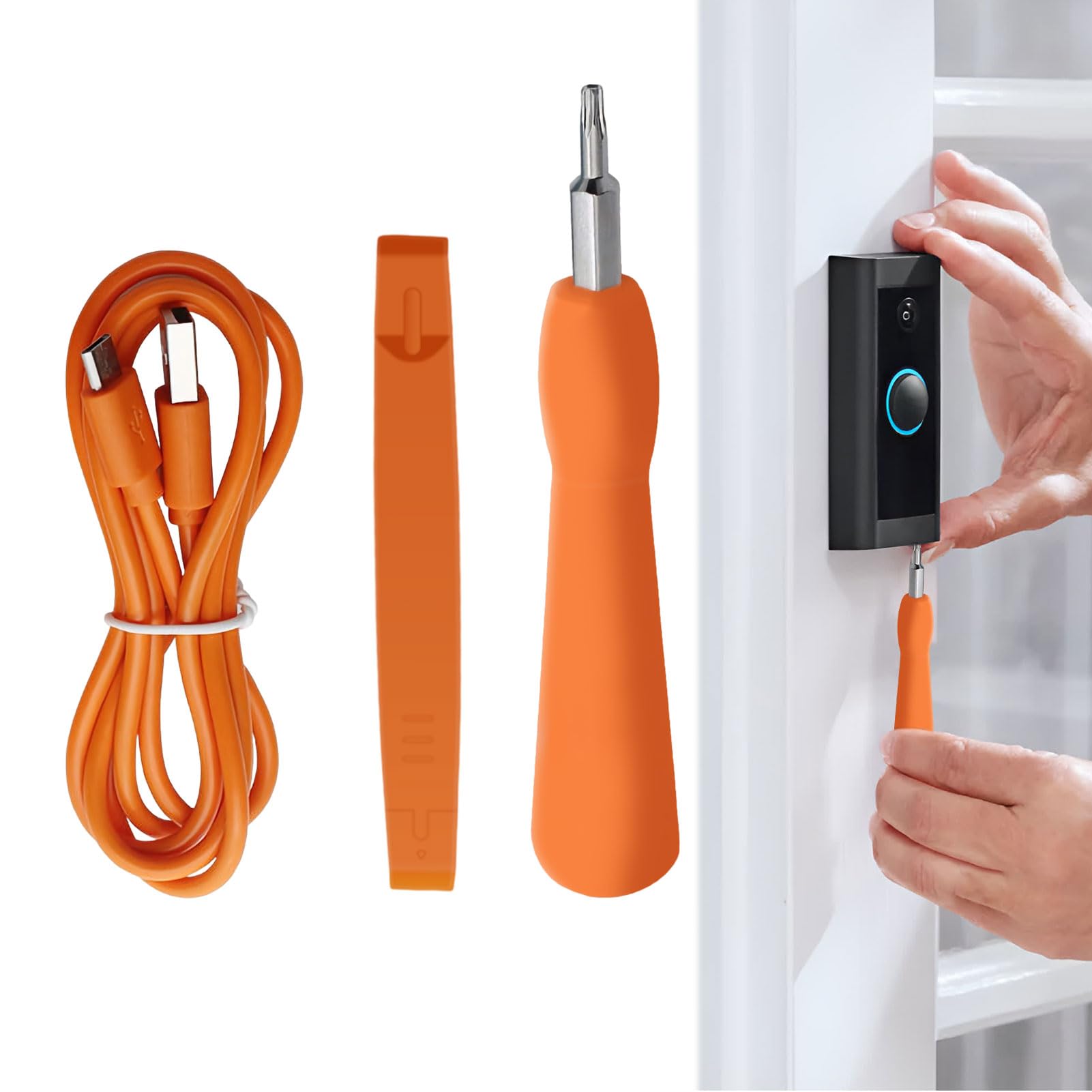 Lost Ring Screwdriver and Charger - Fits Ring Doorbell 2, 3, Pro, Elite & Video Doorbell, Orange