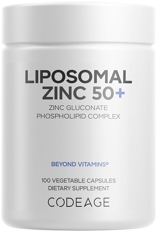 Codeage Suplemento de Zinco Lipossomal com Gluconato de Zinco 50 mg, 100 cápsulas