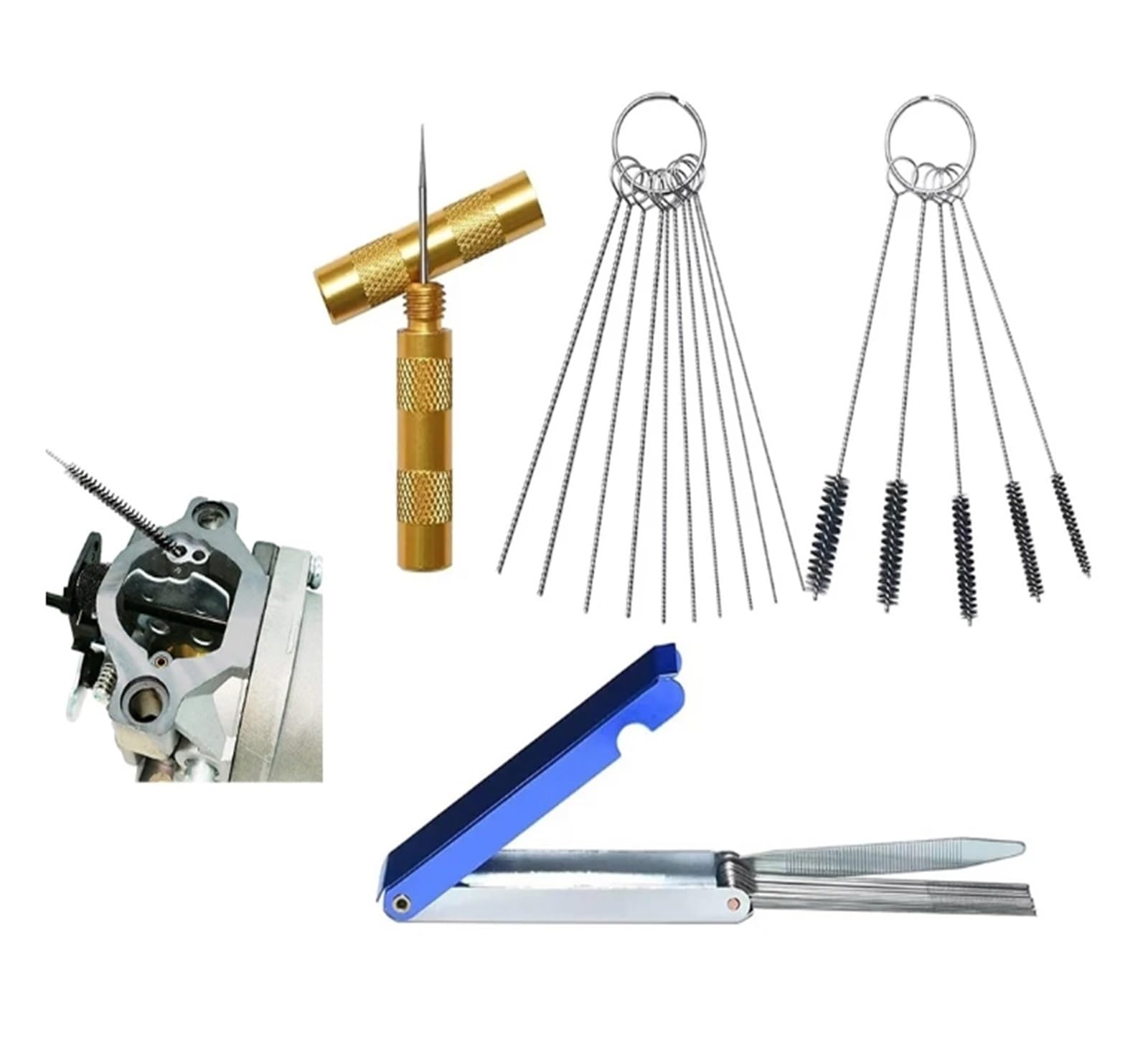 Carburetor Repair Kit Carb Carburetor Carbon Dirt Jet Remove 13 Cleaning Needles 15 Brushes Tool Kit For Automobile Motorcycle ATV Welder Carb Chainsaw