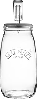 Kilner Fermentation Set, 6-piece Kit Includes 3-Liter Glass Jar, Wooden Lid, Airlock and Bung, Ceramic Stones and a Recipe Booklet for at Home Pickling, 3l