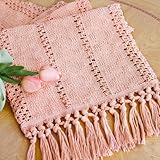 FEXIA Pink Table Runner 72 Inches Long Boho Macrame Table Runner for Summer Pink Room Decor Farmhouse Table Runner with Tassels for Dining Bedroom Decor Rustic Bridal Shower (12x72 Inches)