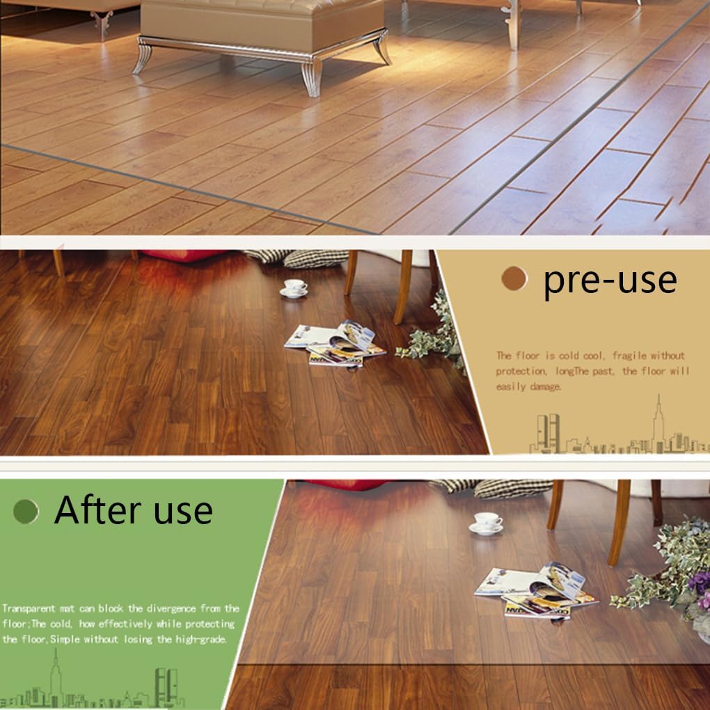 Clear PVC Floor Protector Mat 2mm Thick Multi Purpose Desk Chair Mat for Home and Office Transparent Hard Floor Covering Protects Wooden Floors Large Size