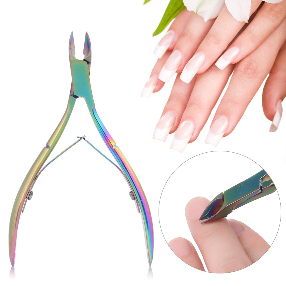 Pince à cuticules, tondeuses Coloful en acier inoxydable Tondeuse Outil de pédicure durable Nail Art pour peau morte d'ongles et d'ongles de pied