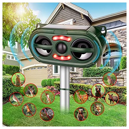 Ultrasonic Solar Animal Repeller, Ultrasonic Outdoor Squirrel Cat Raccoon Repellent,Solar Powered Animal Repellent Outdoor with Motion Sensor and Sound,Animal Deterrent Devices Outdoor Solar for Yard