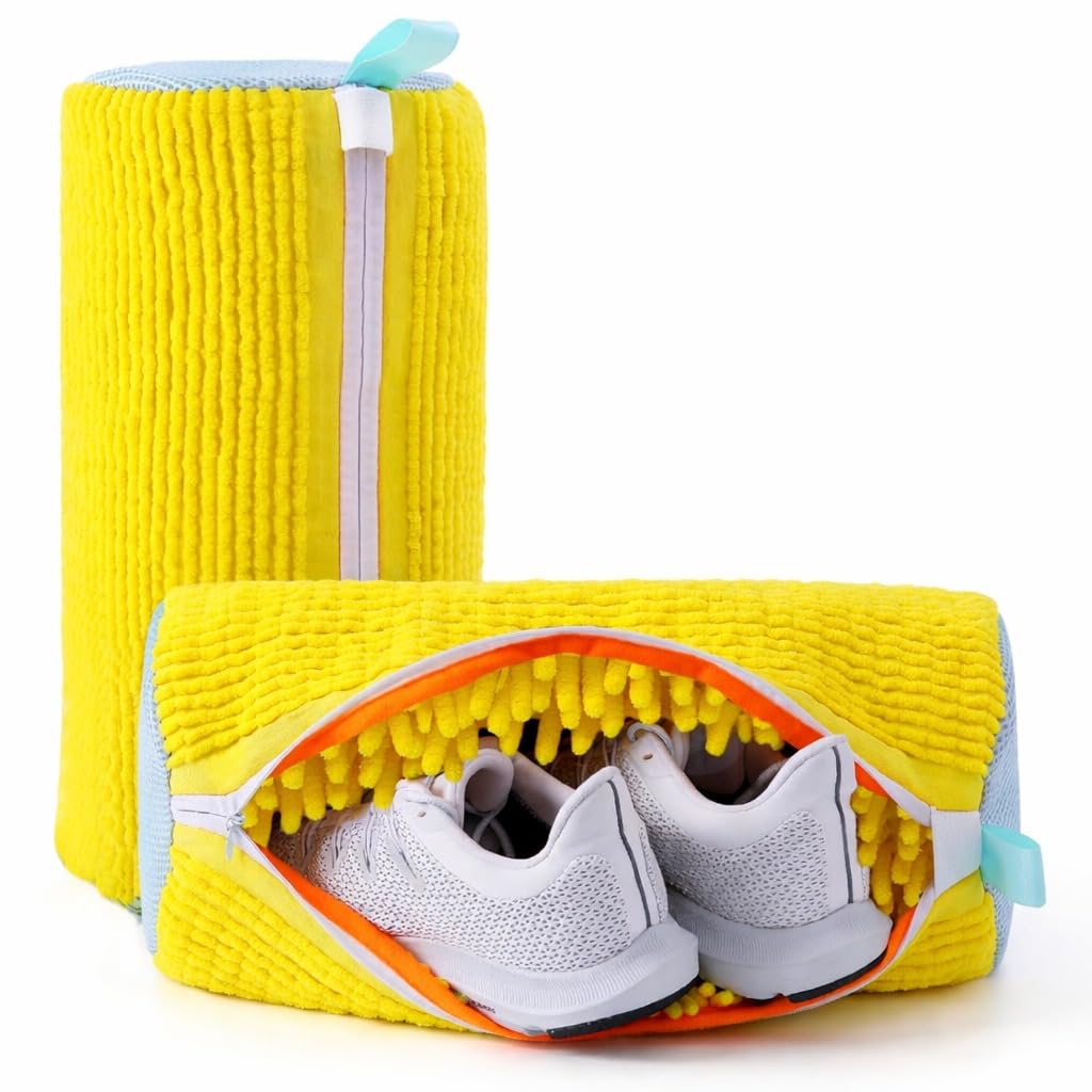 Shoe Washing Machine Bag for Washer & Dryer - Reusable Microfiber Chenille Laundry Shoe Bag with Zipper Closure, 360° Deep Cleaning Sneaker