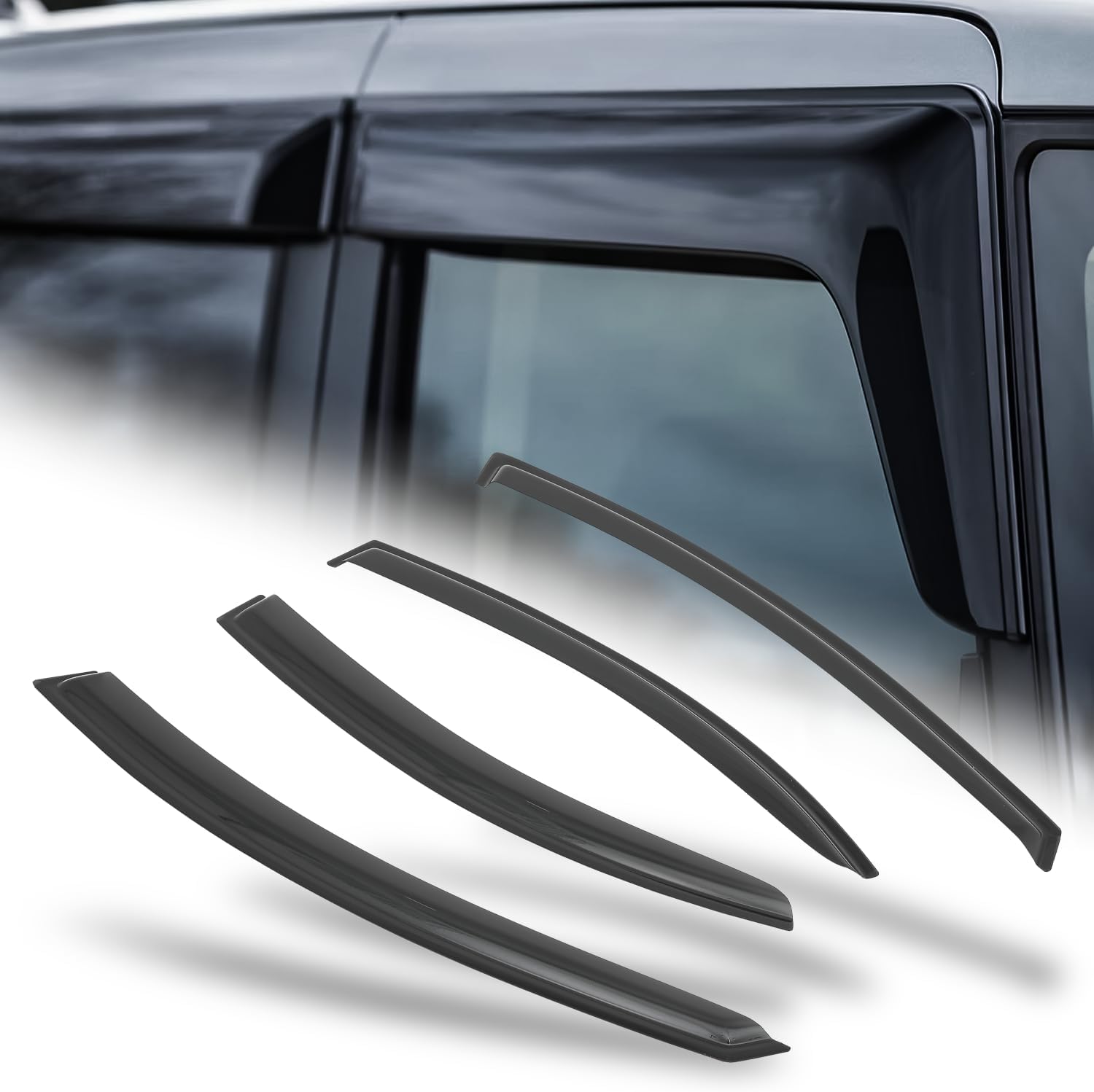 M-AUTO Window Visor Shade Compatible with 01-05 GMC Sonoma Crew Cab, Tape-On Rain Guards Shields, 4 PCs