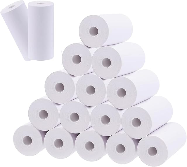 GUDQVOZIHG 15 rolek papieru termicznego do aparatu dla dzieci, 57 x 30 mm, papier termiczny, biały, papier termiczny, rolki papieru do drukowania, do aparatu fotograficznego, etykiet, rolki termiczne
