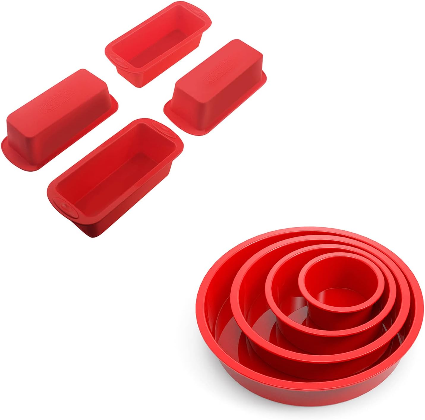 SILIVO 4x Mini Silicone Bread Pans + 4x Silicone Cake Pans