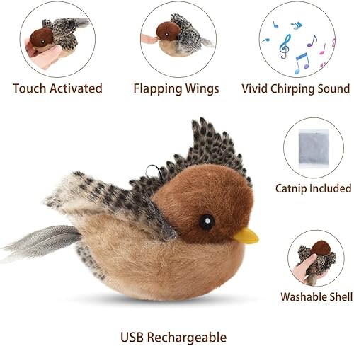 Miniatura 2 de Juguete de pájaro volador para gatos (no un pájaro volador)  Juguete interactivo para gatos de interior, recargable por USB con plumas reales,