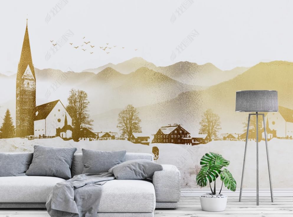 Papier peint intissé neige dorée pour transformer facilement un mur blanc et vide