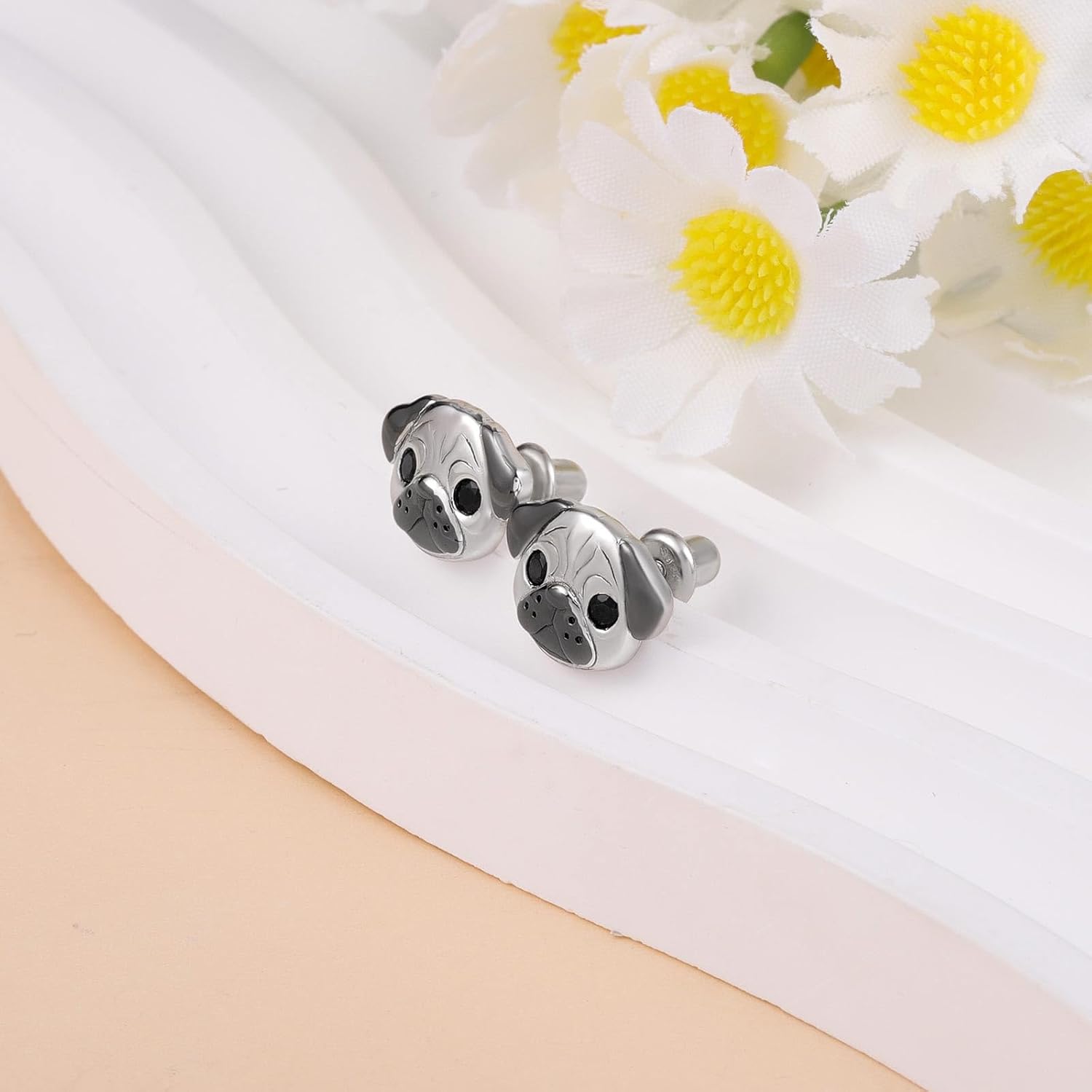 Pug Dog Earrings for Women - Dog Silver Studs Earrings for Pug Lovers Puppy Gifts for Birthday Dainty Pet Memorial Jewelry Cute Animal Jewelry Gifts - Image 4