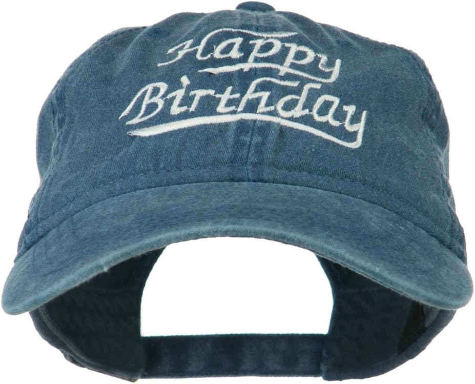 e4Hats.com Happy Birthday Embroidered Washed Cap