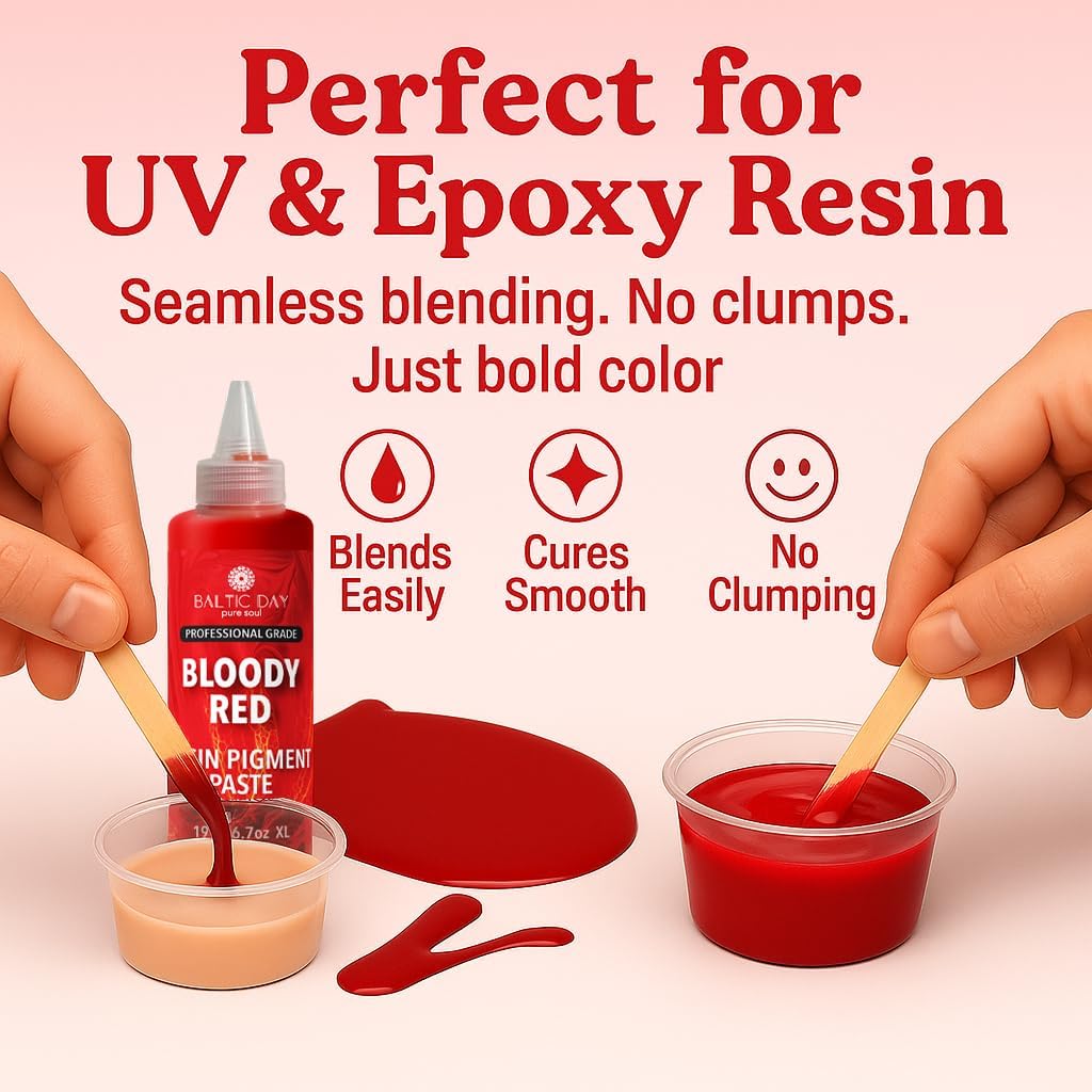 Bloody Red Epoxy Resin Pigment Paste XL (191g/6.7oz) – Opaque Epoxy Dye & High Concentration Coloring Paste, Mica Powder Alternative for Resin Art, Jewelry, Tumblers, River Tables & Crafts - Image 4