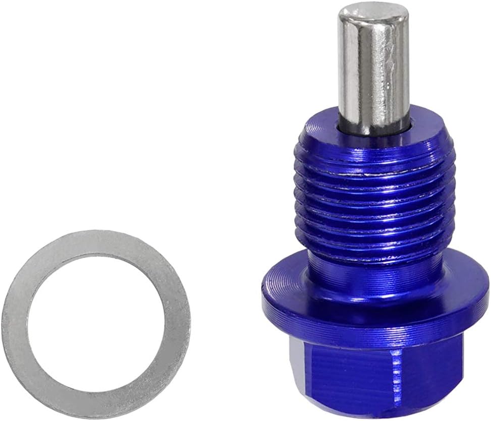 Magnetic Oil Drain Plug Bolt with Gasket Washer Seal Included Reusable Aluminum Plug (M14 x 1.5, Blue)